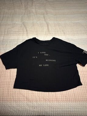 Taylor Swift TTPD Black Cropped Tee Size Small